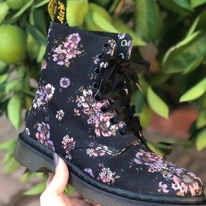 Authentic Flower print black doc marten boots